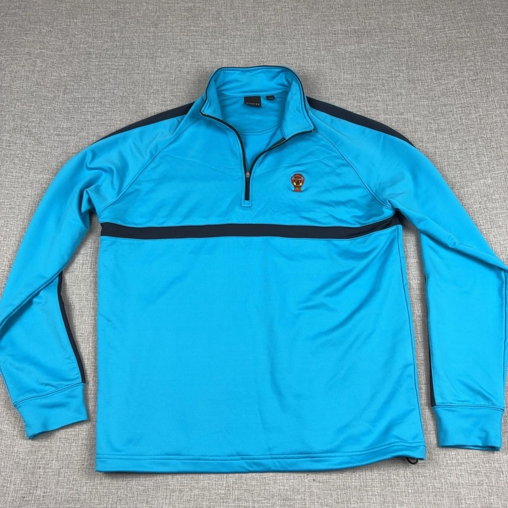 Dunning Pullover Mens Medium Blue 1/4 Zip Long Sleeve Golf Striped Naples Naples